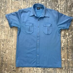 Vintage 70s Bugle Boy Blue Polyester Shirt and/or Jacket Large